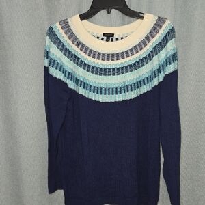 Talbots Blue and Cream Sweater